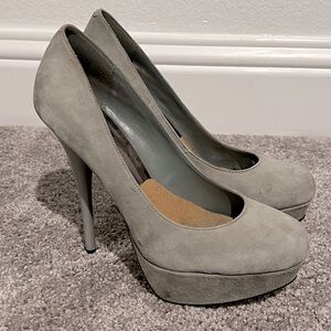 Bakers Gray Suede Platform Heels
